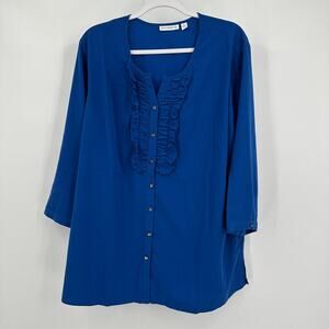 Susan Graver Womens Top Size XL Minimalist Capsule Career Button Front